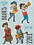 Doodle musicians in 1920\'s style, jazz or blues music band