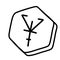 Doodle nordic rune. Black and white magic icon.