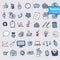 doodle office, business icons set, vector