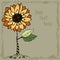 Doodle orange sunflower, vector illustration