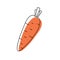 Doodle outline carrot with spot. Vector illustration for packing