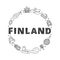 Doodle outline Finland icons in circle.