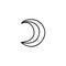 Doodle outline moon icon.