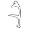 The doodle outline of the ostrich stands on one leg and shows the wing to the right