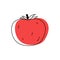 Doodle outline tomato with spot. Vector illustration for packing