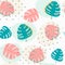 Doodle pastel tropical summer leafs pattern seamless background