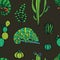 Doodle Pattern Of Chameleons And Cactus