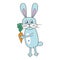 Doodle pattern. Rabbit with carrot. Colorful vector illustration