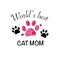 Doodle Paw print. ``Best cat mom`` text. Happy Mother`s Day greeting card