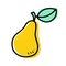 Doodle pear. Hand drawn fresh natural fruit