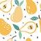 Doodle pear vector seamless pattern