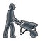 Doodle pictogram laborer with wheelbarrow equipment maintenance