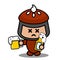 Doodle pie mascot costume drinking beer