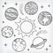 Doodle Planet Handdrawn Solar System Sketch Vector Ilustration Drawing
