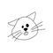 Doodle portrait of stunned cat. Overwhelmed kitten, line animal fictional character isolated on white. Hand drawn vector