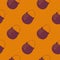 Doodle purple witchy bowler seamless pattern. Orange background. Cooking backdrop