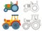 Doodle retro agricultural tractors .