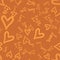 Doodle romantic seamless pattern with doodle love worlds and hearts