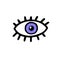 Doodle scary Violet eye with pupil, eyelashes