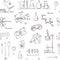 Doodle Science Lab Objects Seamless Pattern.