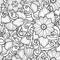 Doodle seamless background in vector with doodles, flowers and paisley.