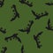 Doodle seamless elegance pattern with womes accessories black boots silhouettes. Green background. Random print