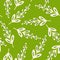 Doodle seamless pattern with hand drawn random leaf branches print. Green bright background