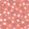 Doodle seamless pattern of kitty faces and spots. Perfect for T-shirt, textile and print. Hand drawn vector illustration