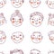 Doodle seamless pattern with peoples faces. Perfect for T-shirt, textile and print. Hand drawn vector illustration