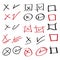 Doodle set of check mark and wrong mark