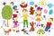 Doodle set of cute child\'s life including pets, toys, plants