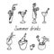 Doodle set of summer cool drinks.