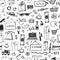 Doodle shopping icons seamless pattern