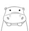 Doodle sketch Hippo illustration. Cartoon vector hippopotamus. Wild mammal animal. Behemoth. Postcard, poster design. Hand drawing