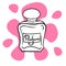 doodle sketch perfume bottle, illustration of aroma bottle, icon.