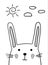Doodle sketch Rabbit with sun and clouds illustration.Cartoon bunny vector. Hare. Doodle style. Wild mammal animal. White backgrou