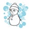 doodle sketch snowman. Simple, flat illustration