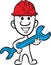 Doodle small person - in hardhat with wrench