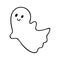 Doodle smiling flying single ghost