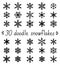 Doodle snowflakes set of isolated handdrawn snow ornaments