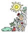 Doodle spring illustration with a tree on which there is a birdhouse with a bird