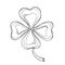 Doodle St Patrick's Day decorative hand drawn Clover Leaf.Vector illustration for coloring book.