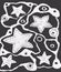 Doodle Stars. Abstract background. Black and white vector illustration.