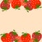 Doodle strawberry border. frame. Sweet dessert flat Vector Hand drawn illustrations