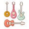 Doodle Stringed instrument music, colored hand drawn style
