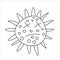 Doodle style coronavirus on a white background. Vector illustration of the deadly Covid-19. Character for print, design