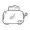 Doodle style electric toaster. Kitchen appliance for making toast for breakfast. Design element for decorating menus, recipes,