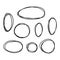 Doodle style hand drawing. Set of different patterns of circles and ovals. Isolated vector illustration