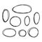 Doodle style hand drawing. Set of different patterns of circles and ovals. Isolated vector illustration.