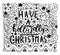 Doodle style illustration with Merry Christmas symbols. Calligraphy phrase Have a holly jolly Christmas. Modern